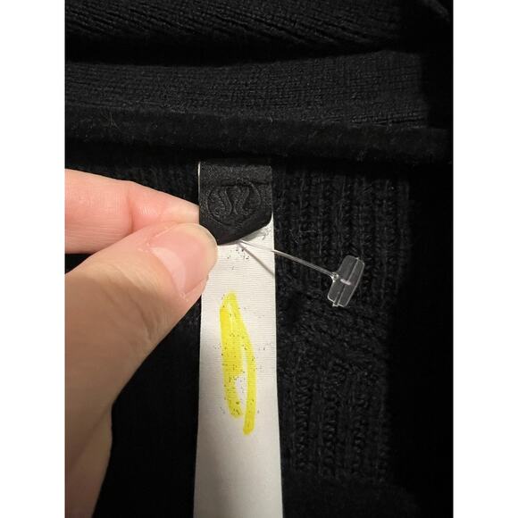 Lululemon Women's Merino Wool-Blend Ribbed Long Wrap Cardigan Sweater Black SZ 8 - Picture 6 of 9
